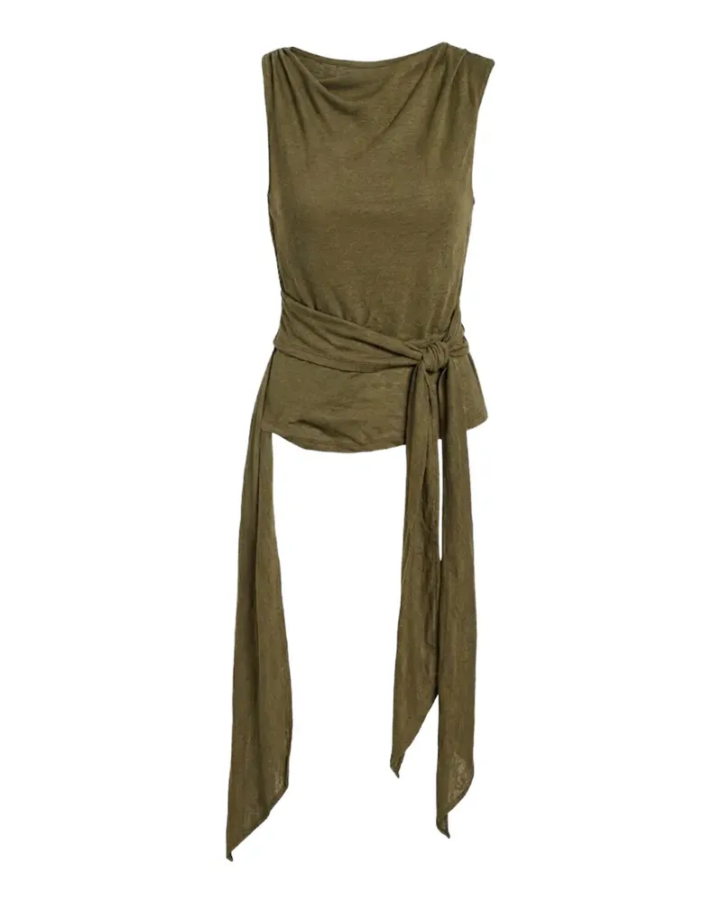 Ganni marl mesh tie-knot tank top - Grün Grün