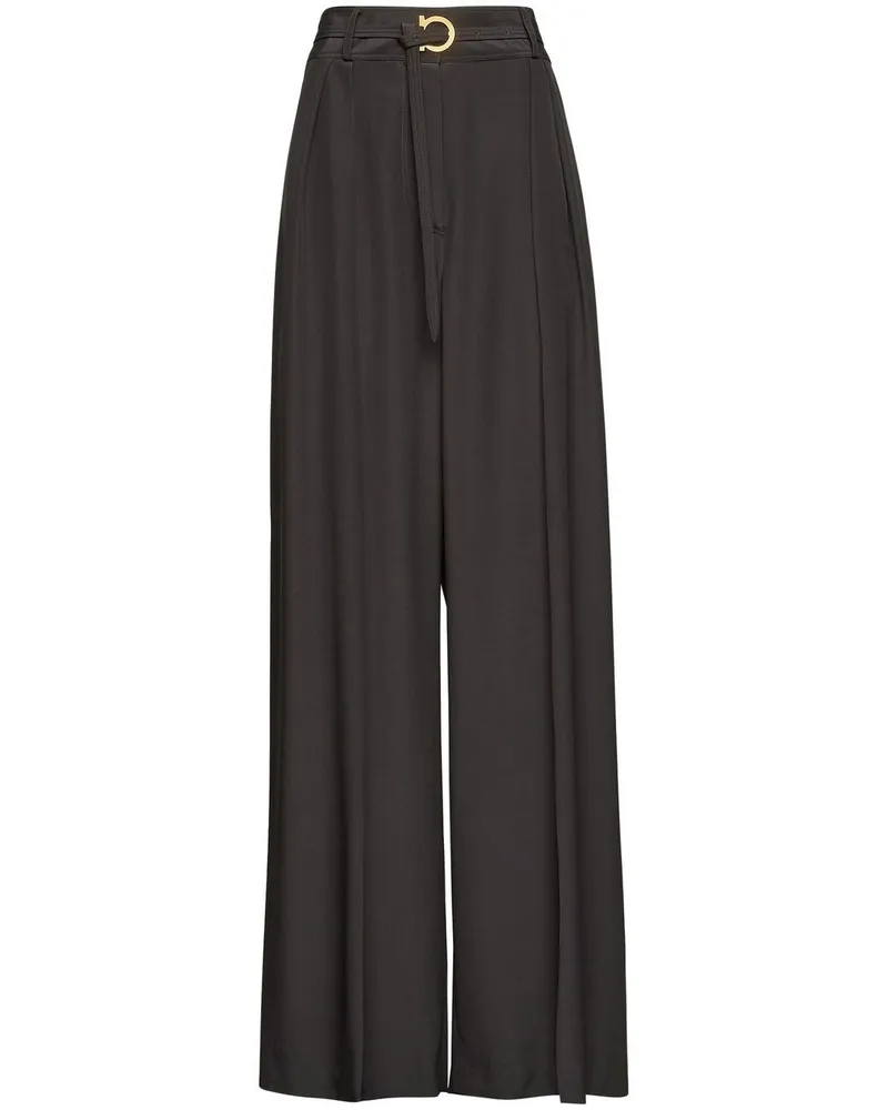 Ferragamo Palazzohose mit Gürtel - Schwarz Schwarz