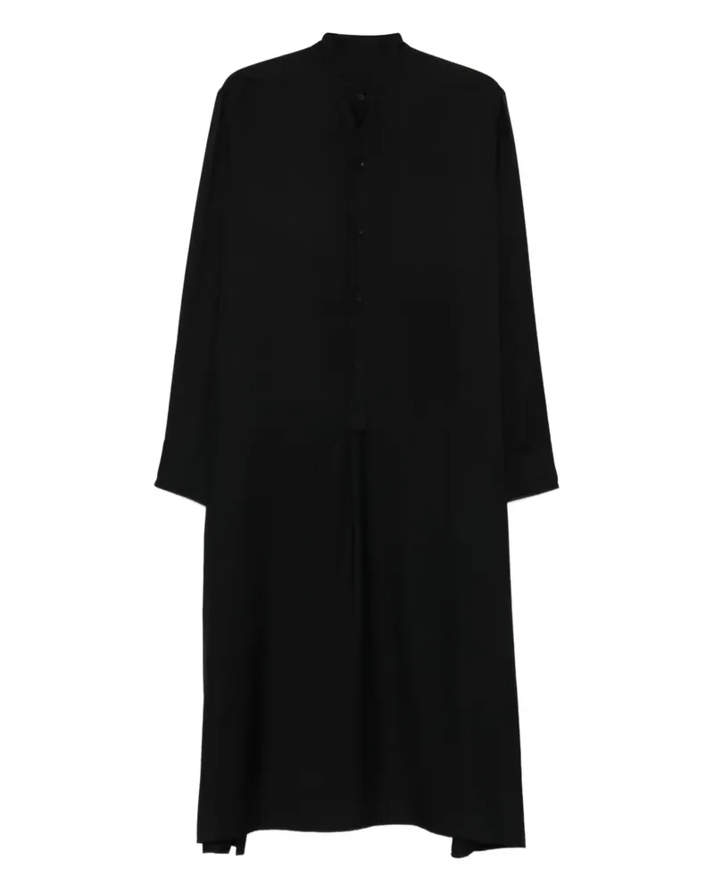 Yohji Yamamoto band-collar shirt midi dress - Schwarz Schwarz
