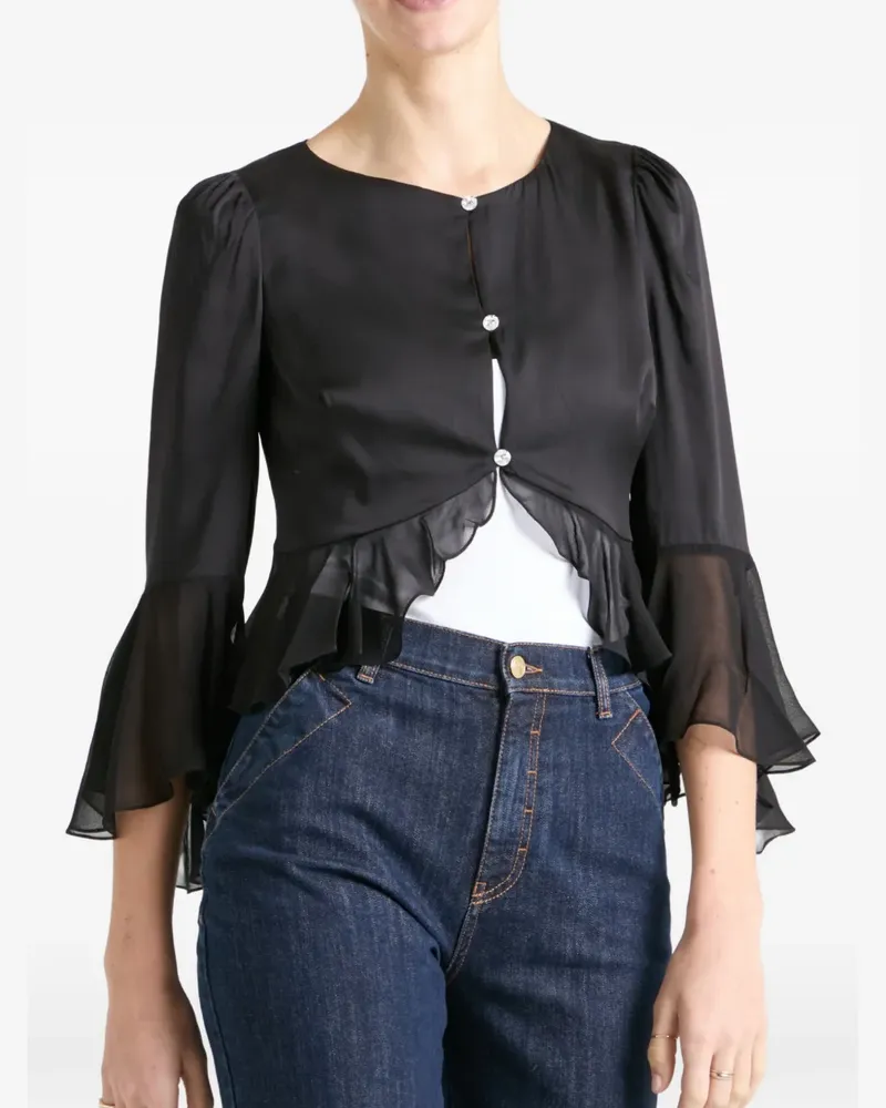 Temperley London Leilani ruffled silk jacket - Schwarz Schwarz