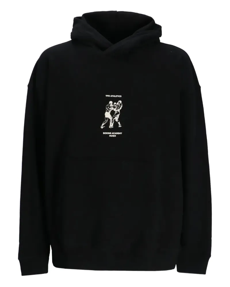 HUGO BOSS Hoodie mit Boxing-Print - Schwarz Schwarz