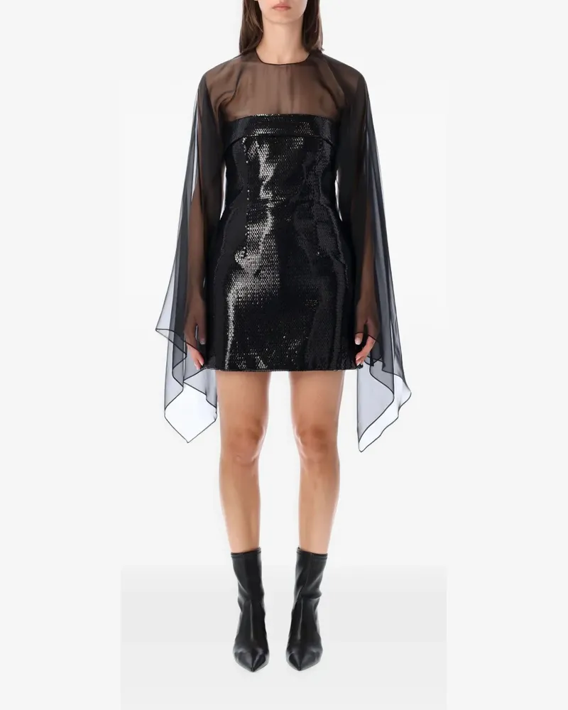 Alberta Ferretti Maxikleid mit Cape - Schwarz Schwarz
