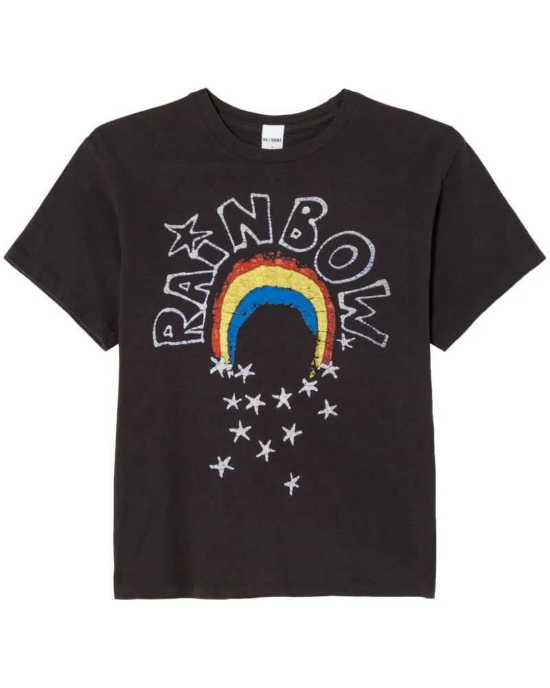 RE/DONE T-Shirt mit Regenbogen-Print - Schwarz Schwarz