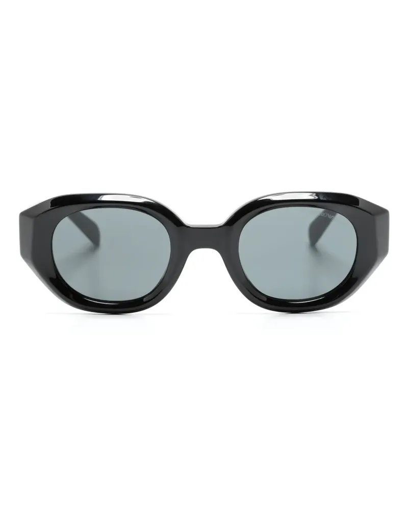 Emporio Armani Sonnenbrille mit ovalem Gestell - Schwarz Schwarz