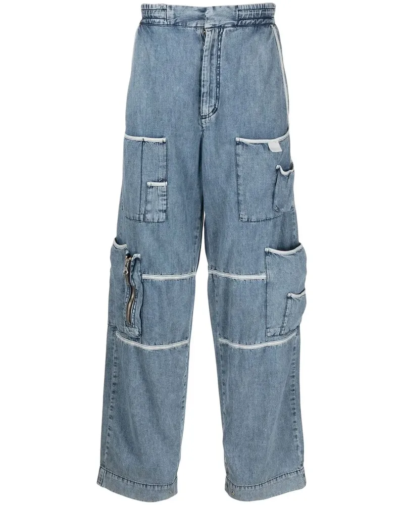 Diesel Weite Cargo-Jeans im Distressed-Look - Blau Blau