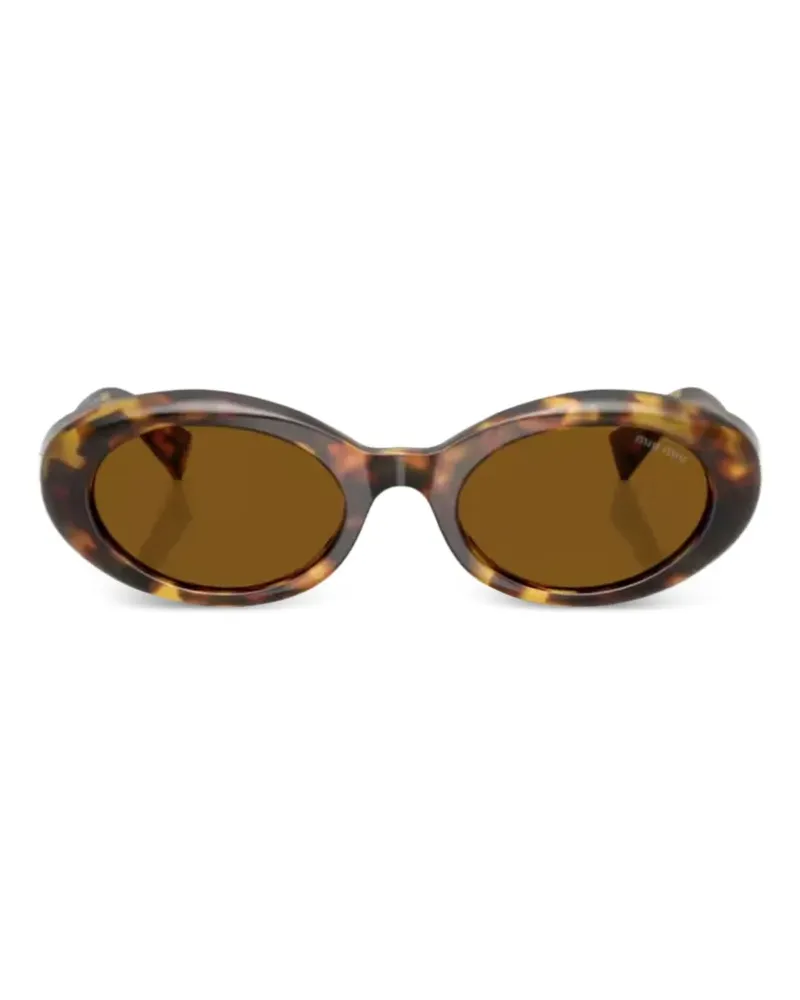 Miu Miu logo oval-frame sunglasses - Braun Braun