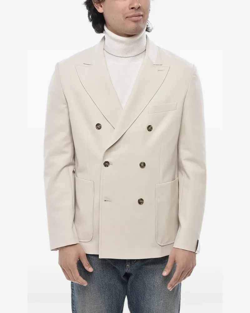 Paolo Pecora Milano double-breasted patch-pocket blazer - Nude Nude