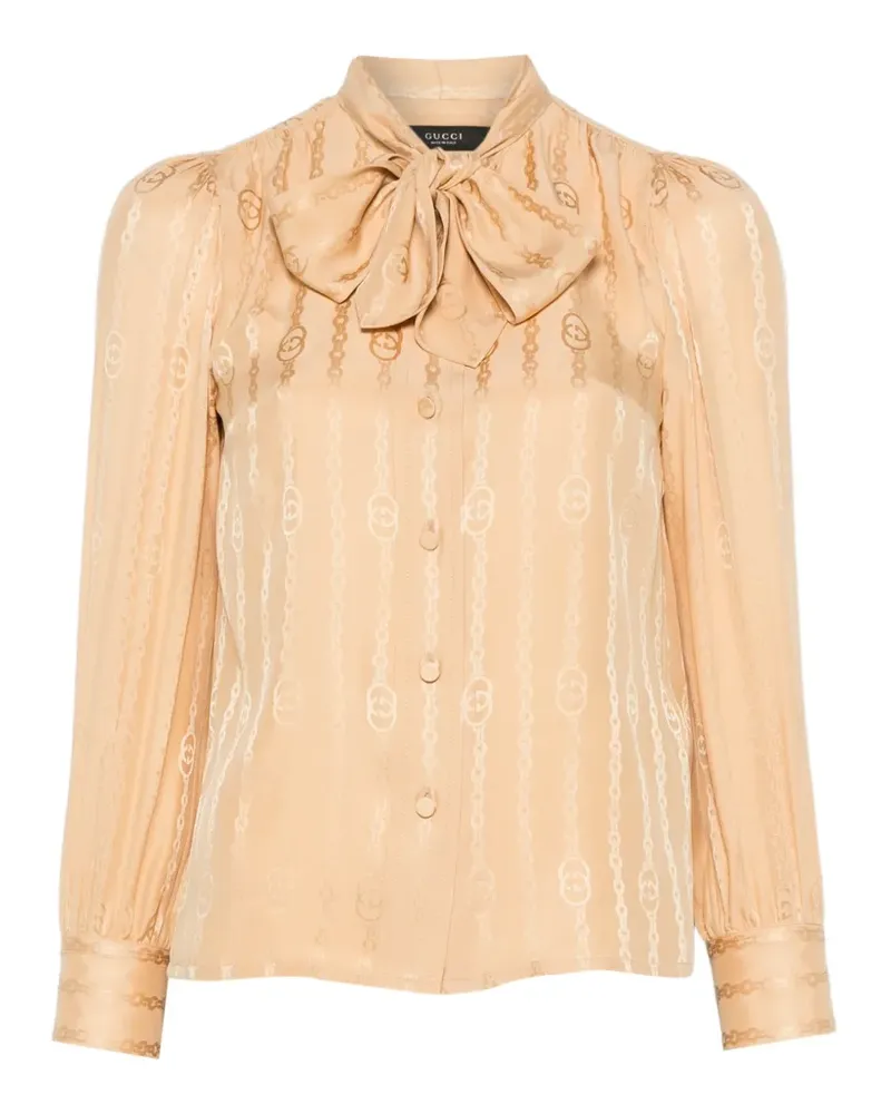 Gucci Seidenjacke mit GG - Nude Nude