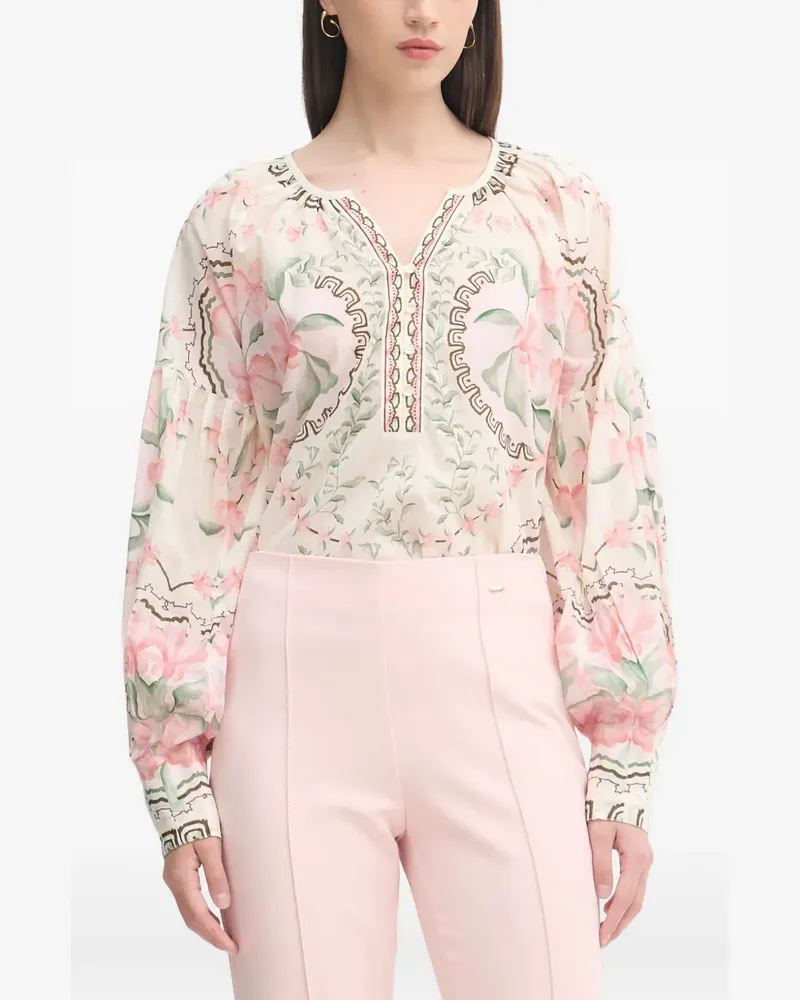 Mos Mosh Wylde floral-print balloon-sleeve blouse - Nude Nude
