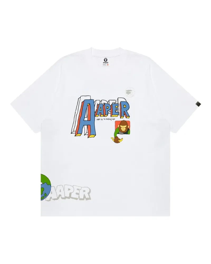 BAPE AAPER T-Shirt mit grafischem Print - Weiß Weiß