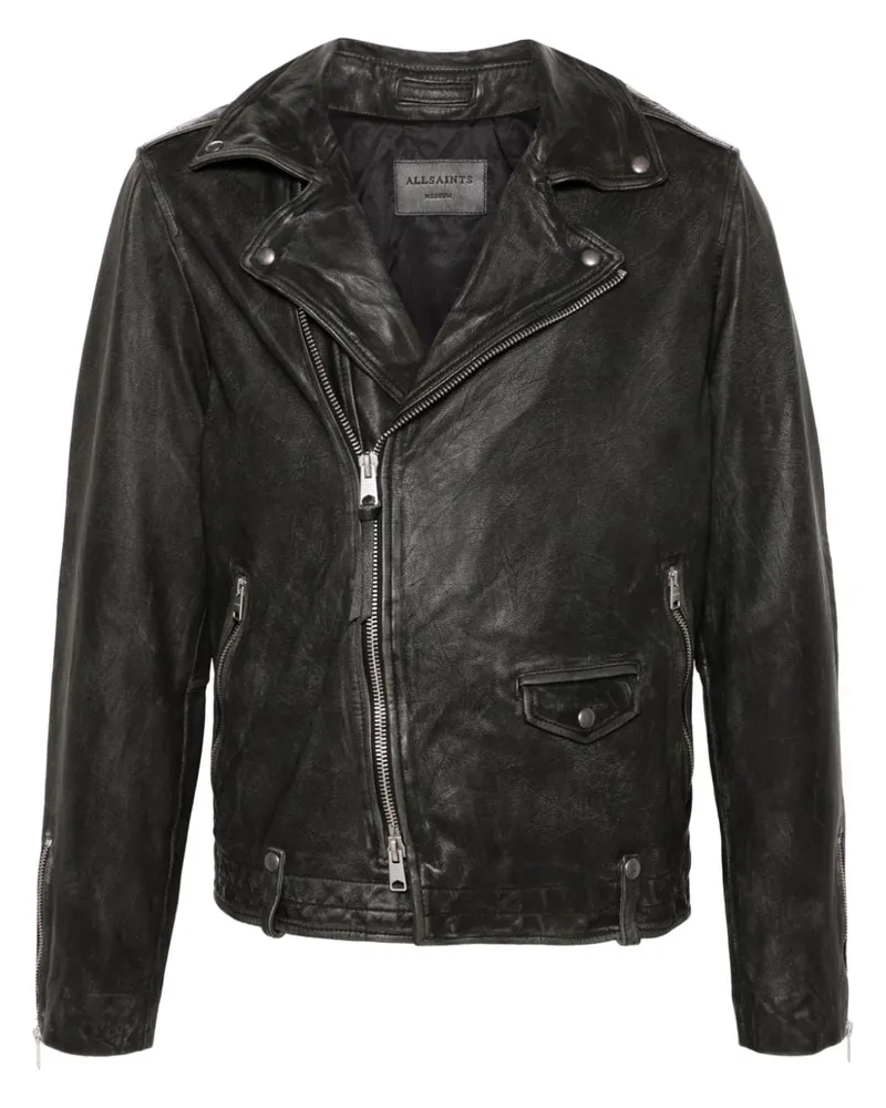 AllSaints Rosser Bikerjacke aus Leder Schwarz