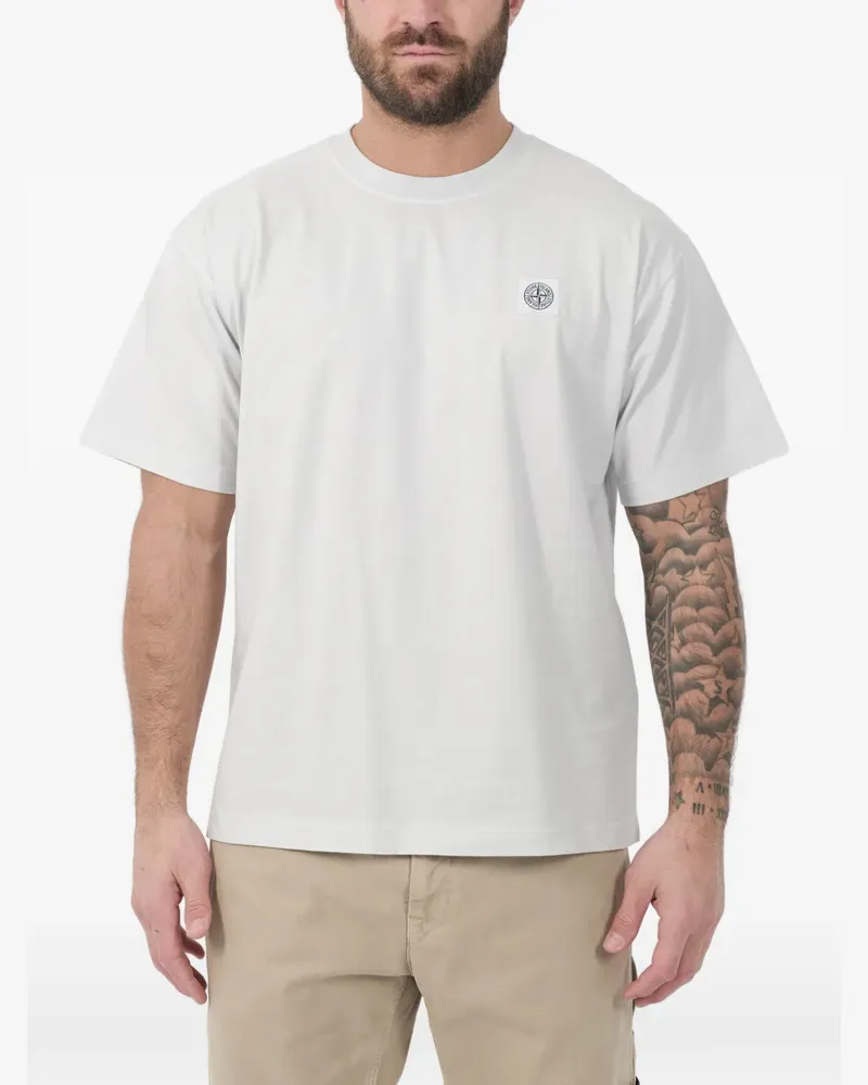 Stone Island T-Shirt mit Logo-Patch - Weiß Weiß