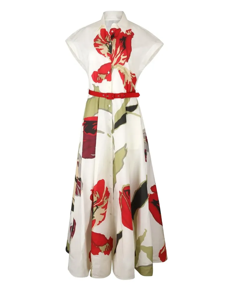 Sara Roka Briella collar floral dress - Weiß Weiß