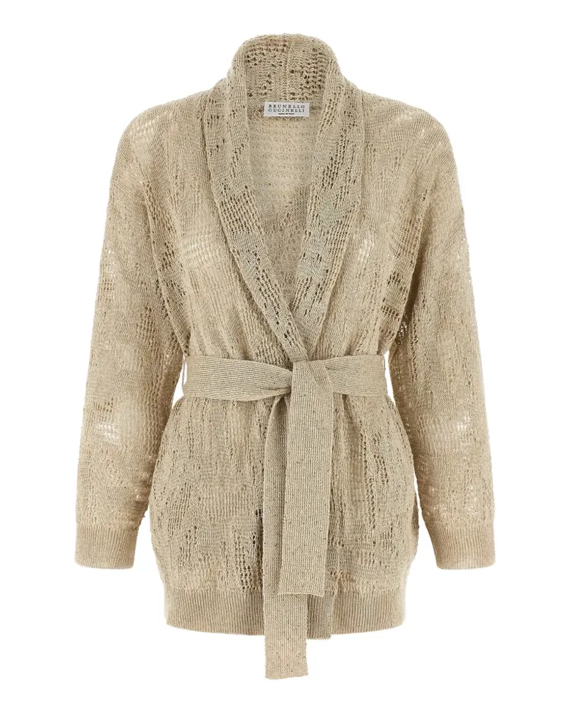Brunello Cucinelli crochet sequin cardigan - Nude Nude