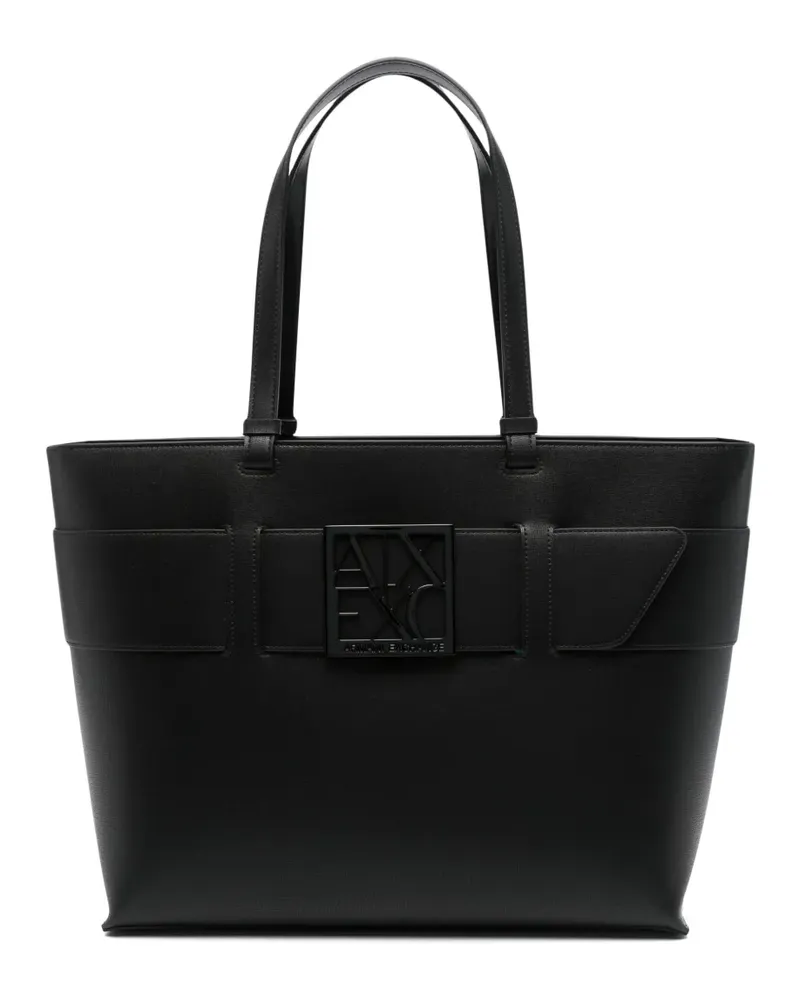 Armani Exchange Shopper mit Logo-Schild - Schwarz Schwarz