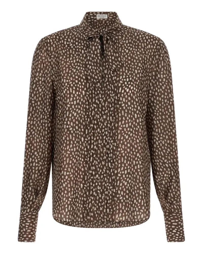 Brunello Cucinelli Lavallière-collar shirt - Braun Braun