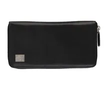 Längliches Portemonnaie aus Leder - Schwarz