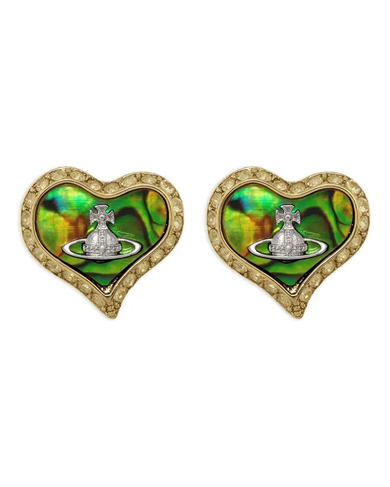 Vivienne Westwood Petra heart crystal-embellished stud earrings - Gold Gold
