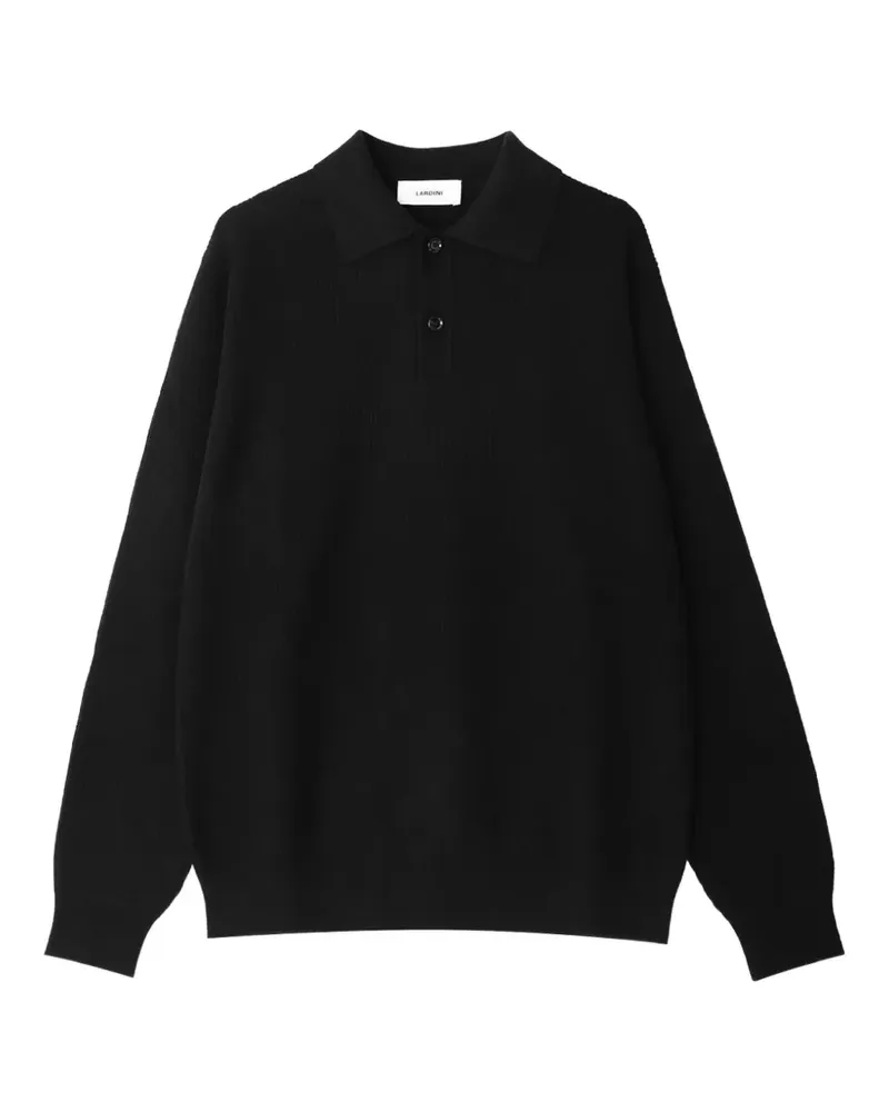 LARDINI ribbed-knit polo sweater - Schwarz Schwarz