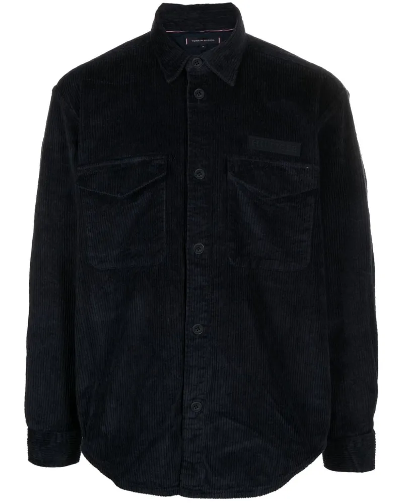 Tommy Hilfiger Hemdjacke aus Cord mit gummiertem Logo - Blau Blau