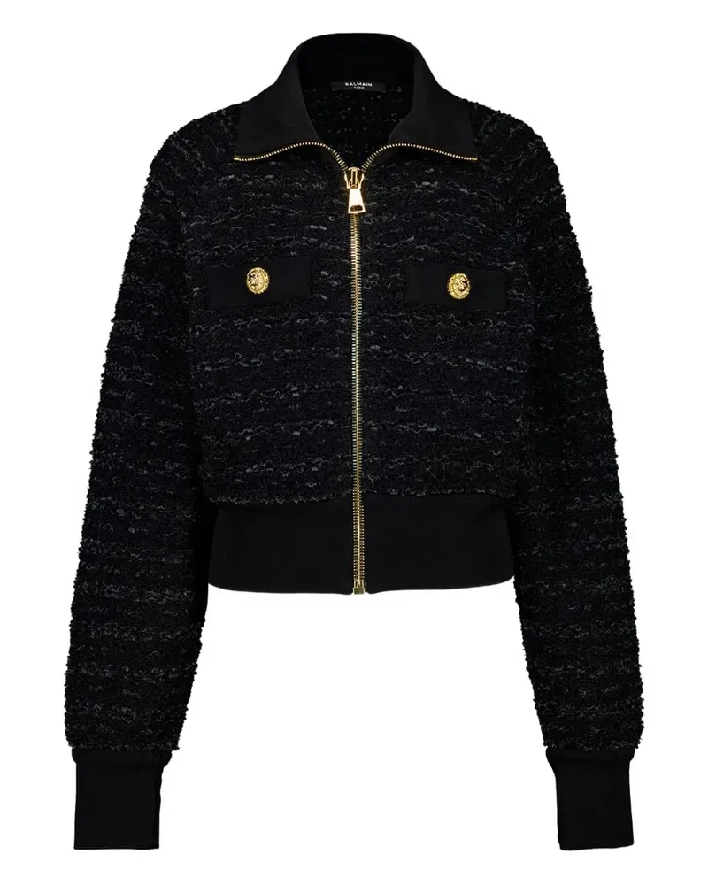Balenciaga zip-up tweed jacket - Schwarz Schwarz