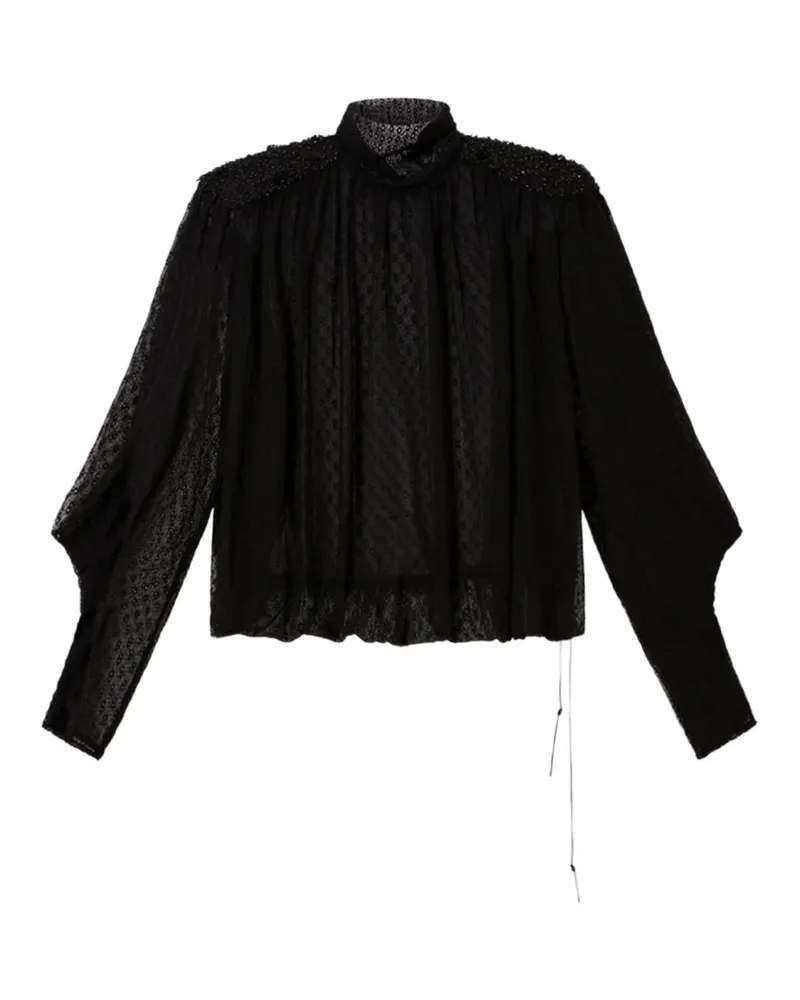 Isabel Marant Bestickte Öste Bluse aus Plumetis-Spitze - Schwarz Schwarz