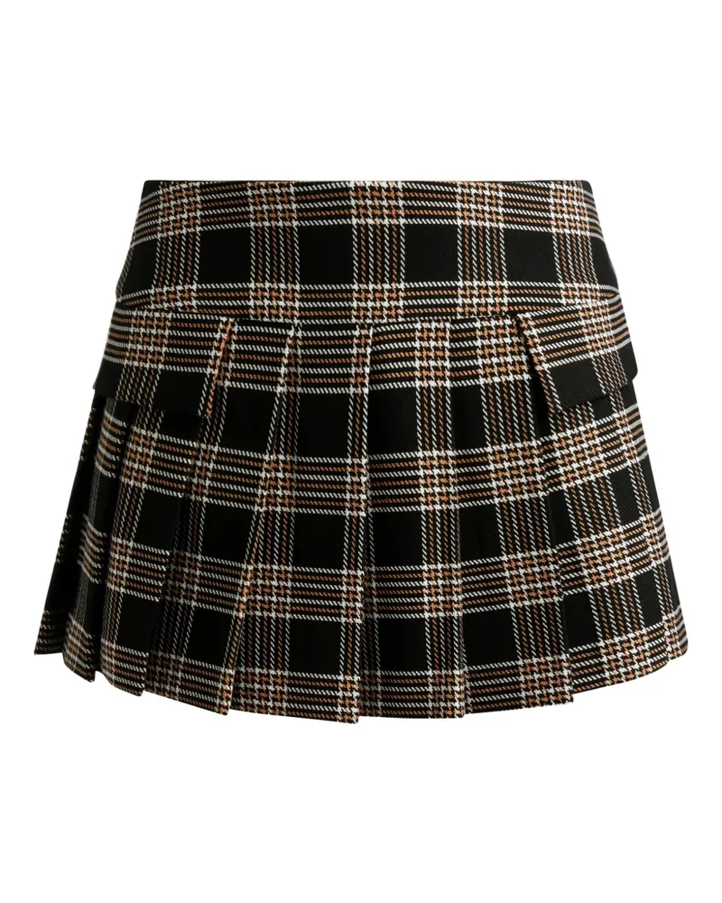 Alice + Olivia Karierter Sabrina Faltenrock - Schwarz Schwarz