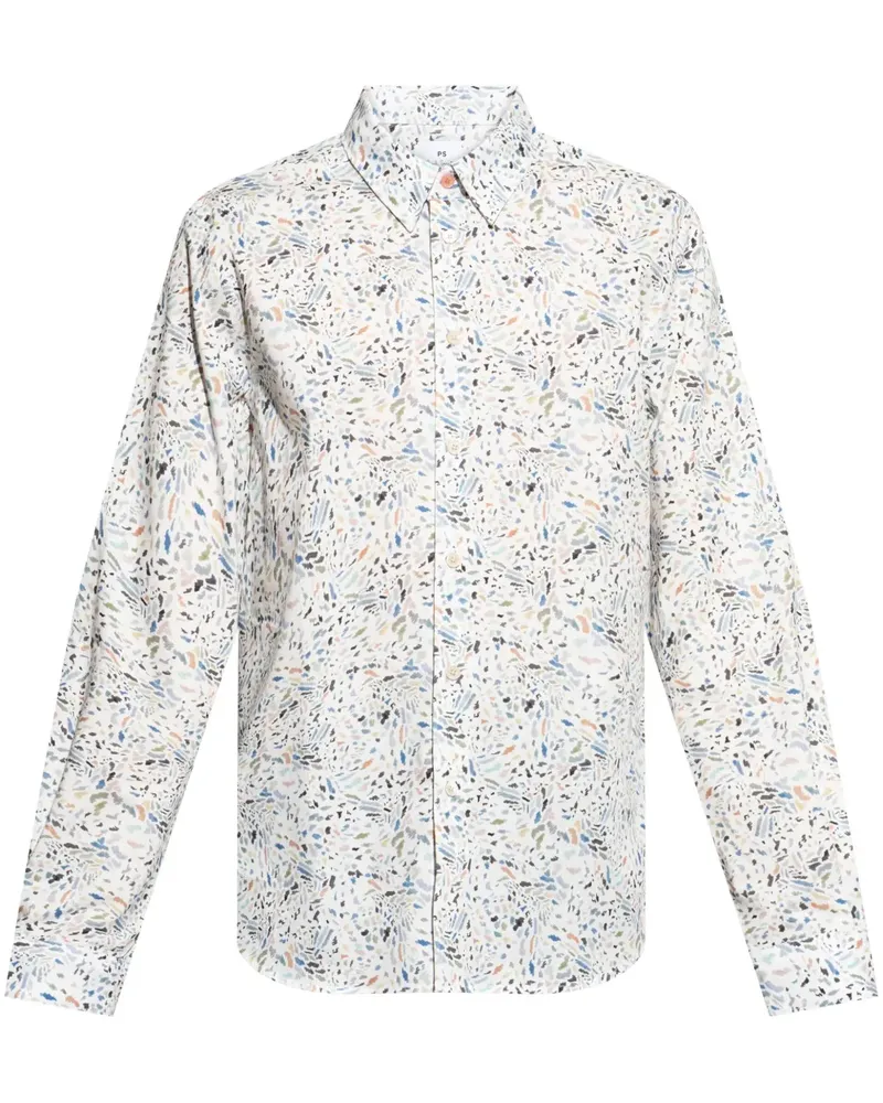 Paul Smith Hemd mit abstraktem Print - Weiß Weiß