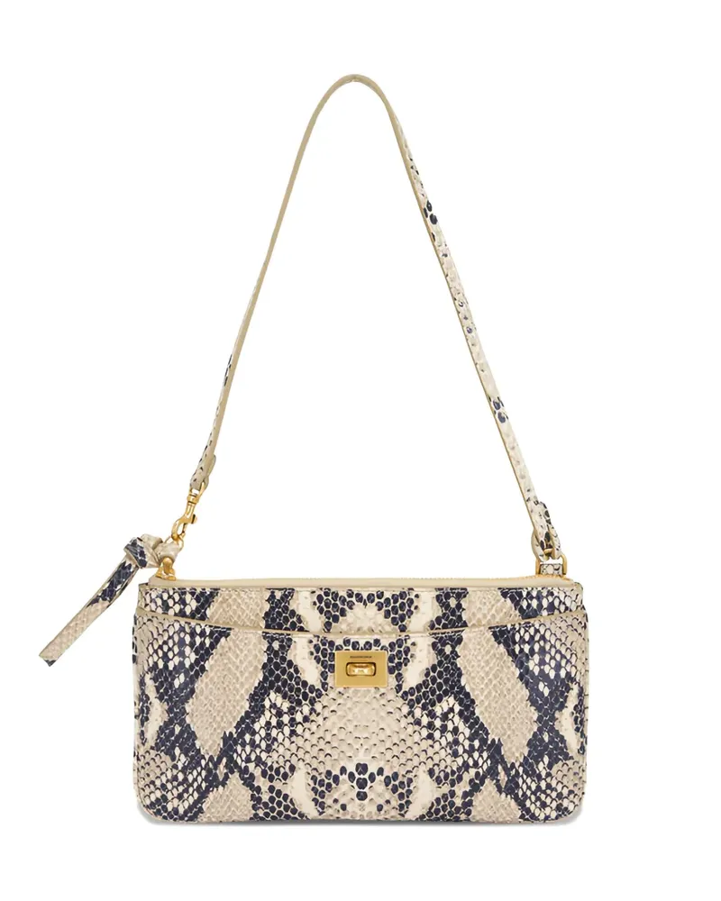 Balenciaga Rodeo snake-effect leather shoulder bag - Nude Nude