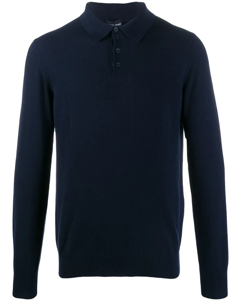 Giorgio Armani Langärmeliges Poloshirt - Blau Blau