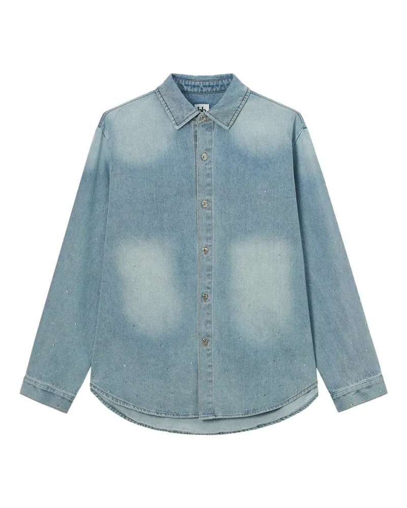 b+ab Jeanshemd mit Kristallen - Blau Blau