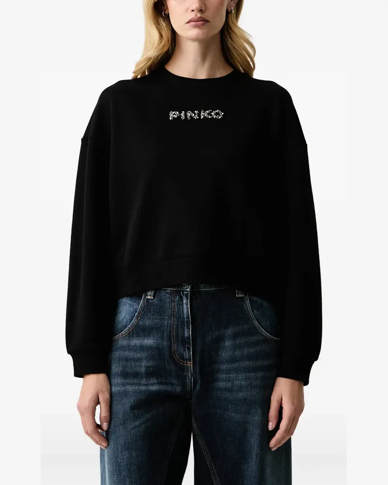 Pinko embellished logo-patch sweater - Schwarz Schwarz