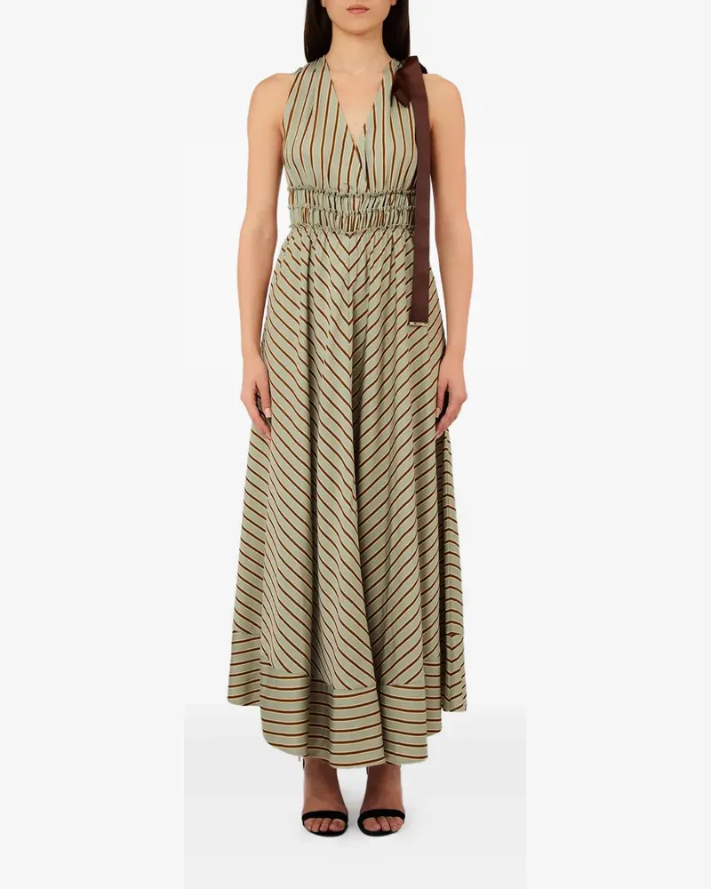 Liu Jo Gestreiftes Kleid mit Schleife - Grün Grün