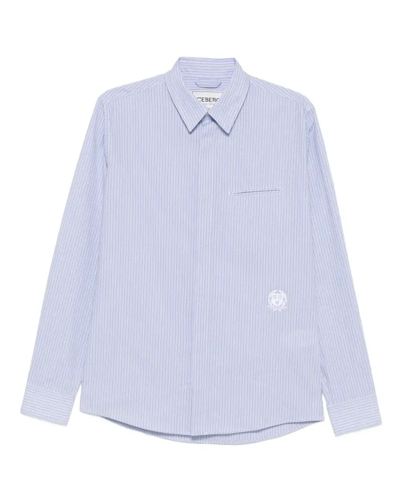 Iceberg Gestreiftes Hemd mit Logo-Stickerei - Blau Blau