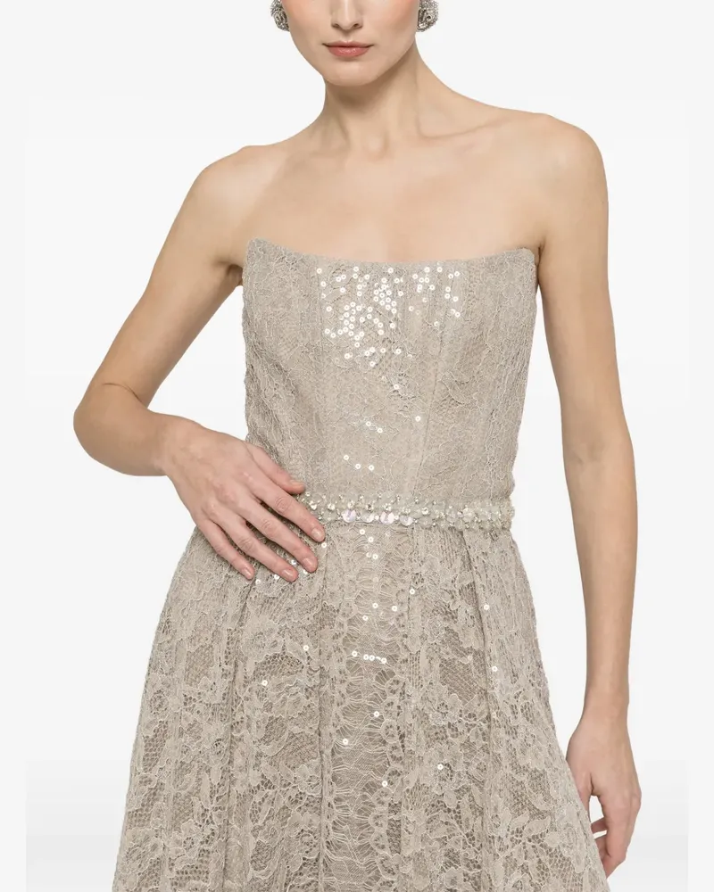NISSA sequin lace midi dress - Nude Nude