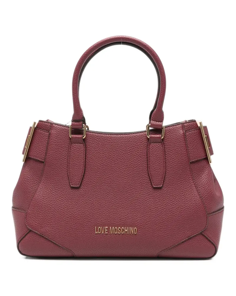Moschino logo-plaque grained-effect tote bag - Rot Rot