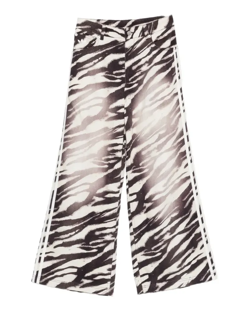 adidas Adilenium Season 6 zebra-print side-stripe jeans - Nude Nude
