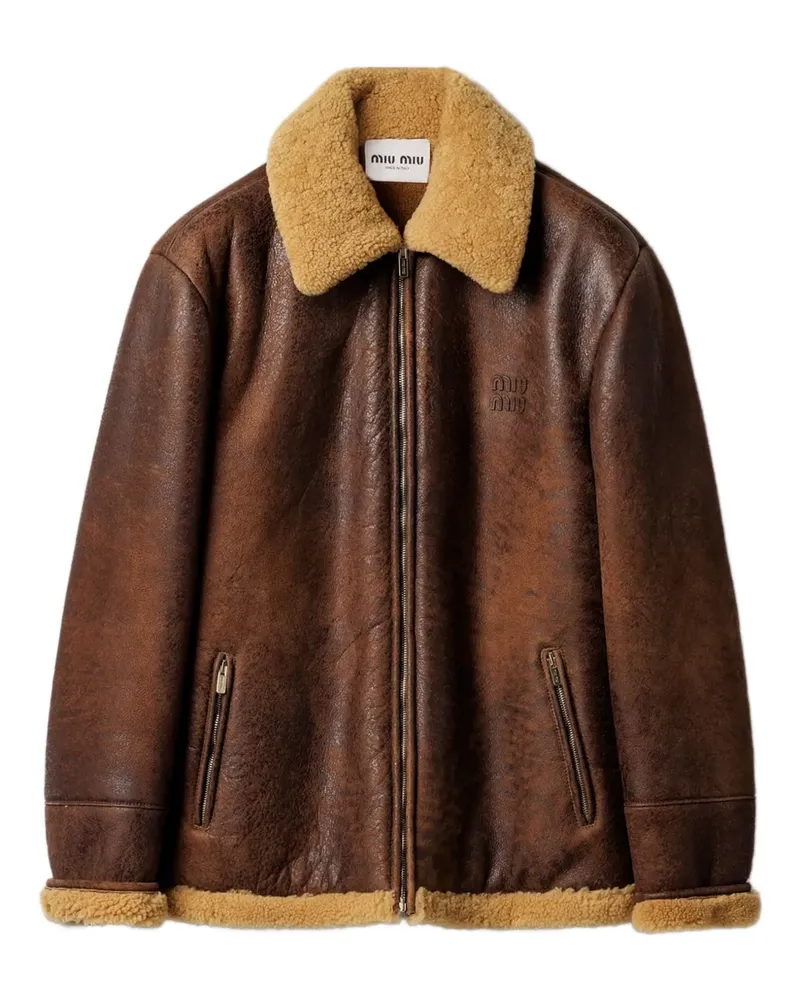 Miu Miu Mantel aus Shearling - Braun Braun