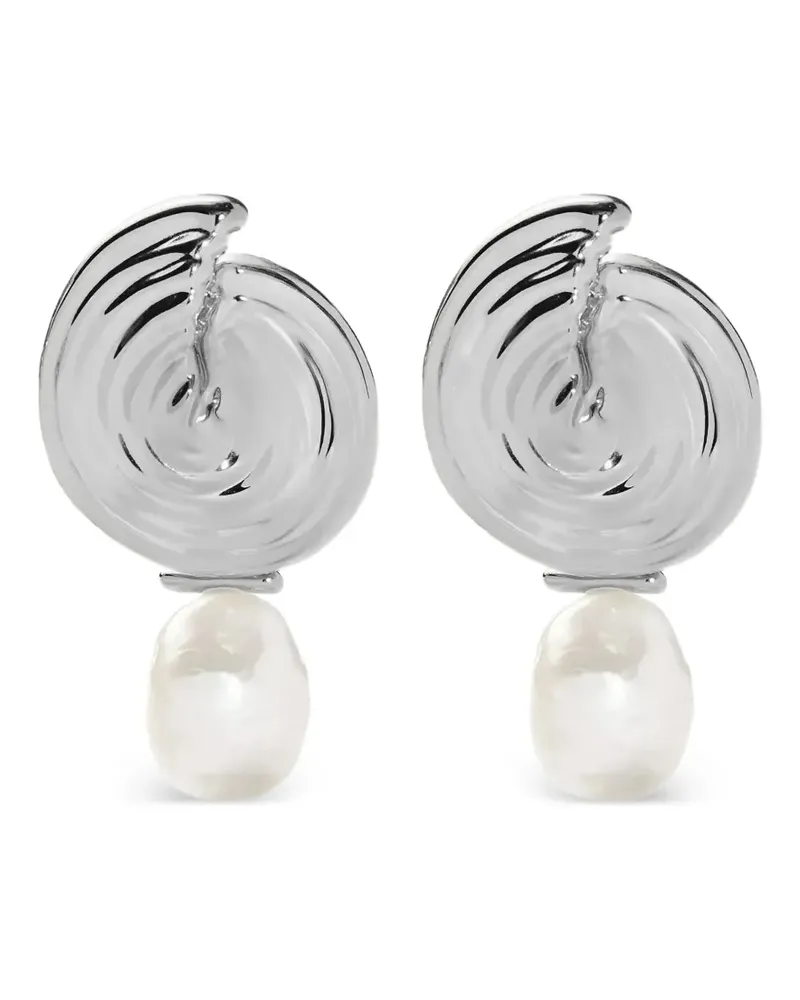 Missoma Spiral-Hängeohrringe mit abnehmbaren Perlen - Silber Silber