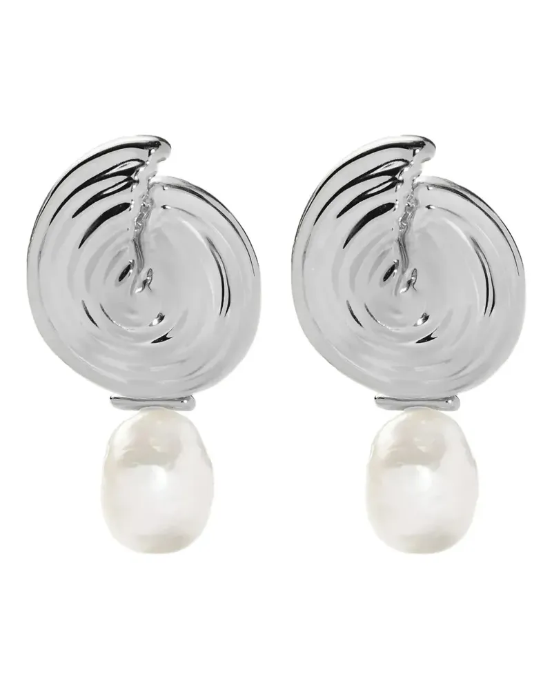 Missoma spiral-design detachable-pearl drop earrings - Silber Silber