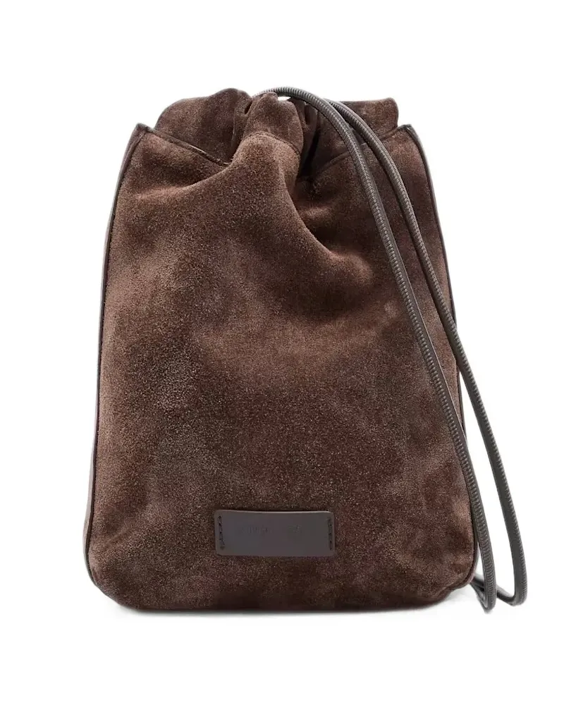 Giorgio Armani Kuriertasche aus Wildleder mit Kordelzug - Braun Braun