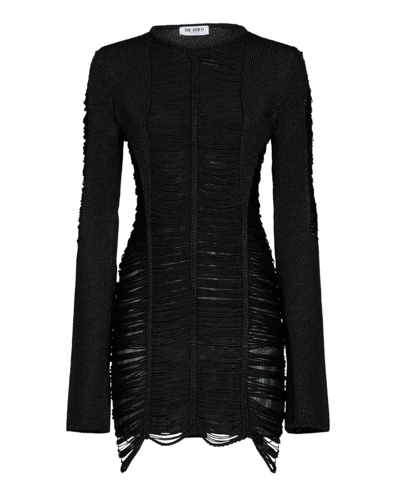 ATTICO Kleid mit Fransen - Schwarz Schwarz