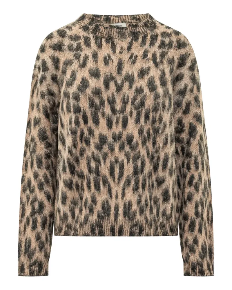 Laneus Kastiger Pullover mit Leopardenprint - Nude Nude