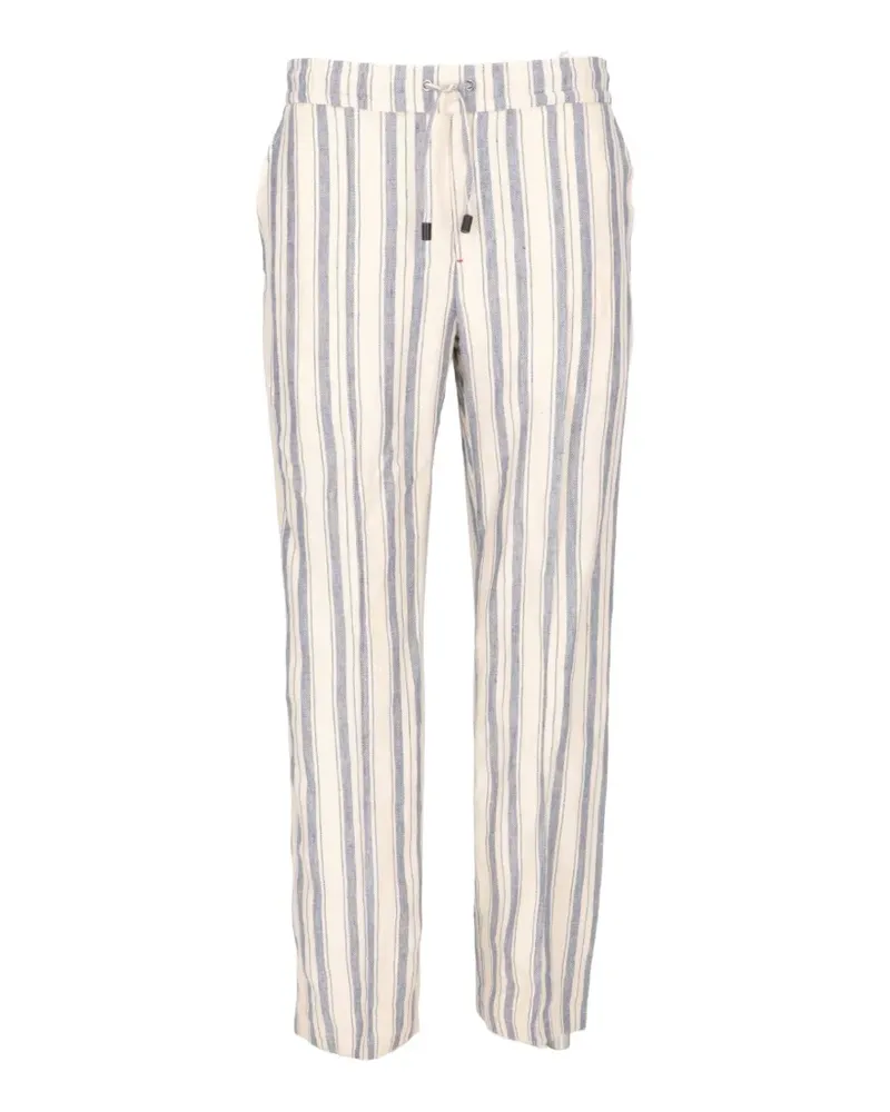 Isaia vertical-stripe drawstring-waist trousers - Nude Nude