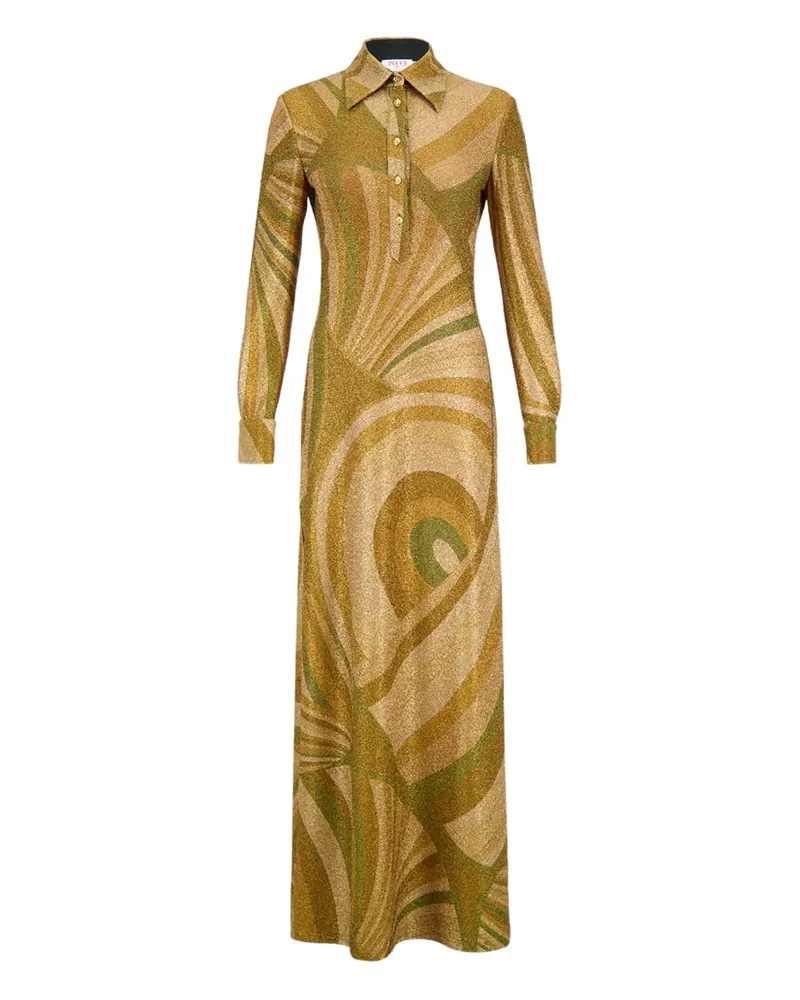 Emilio Pucci buttoned print maxi dress - Gold Gold