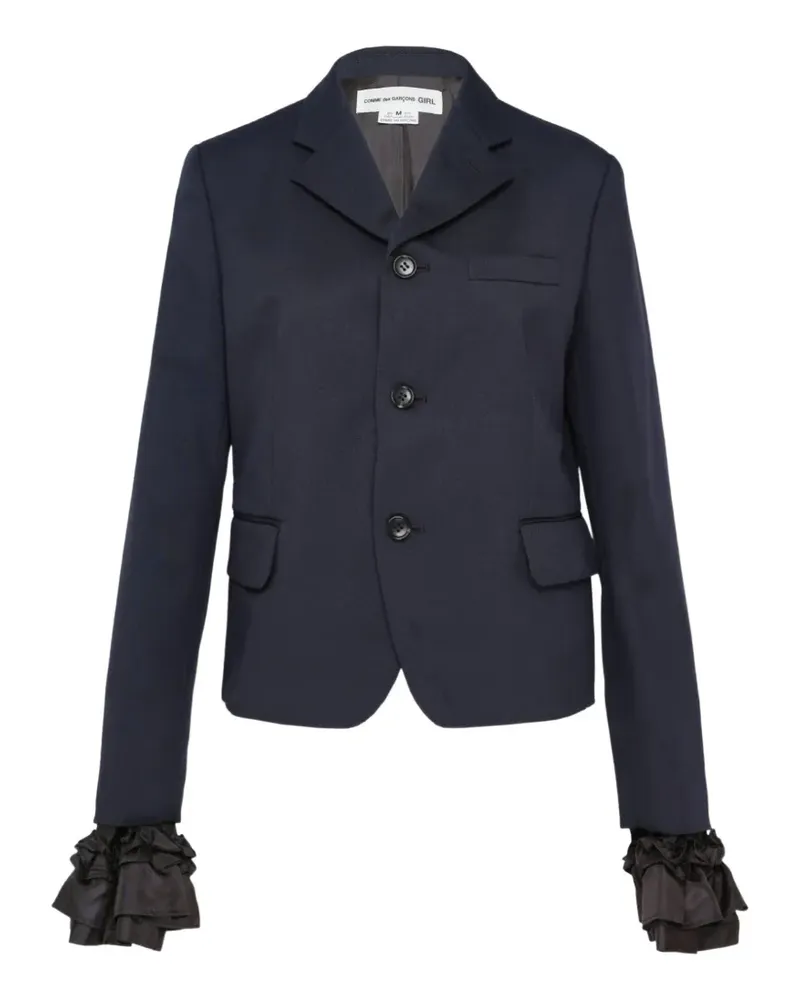 Comme des Garçons ruffle-trimmed tailored blazer - Blau Blau