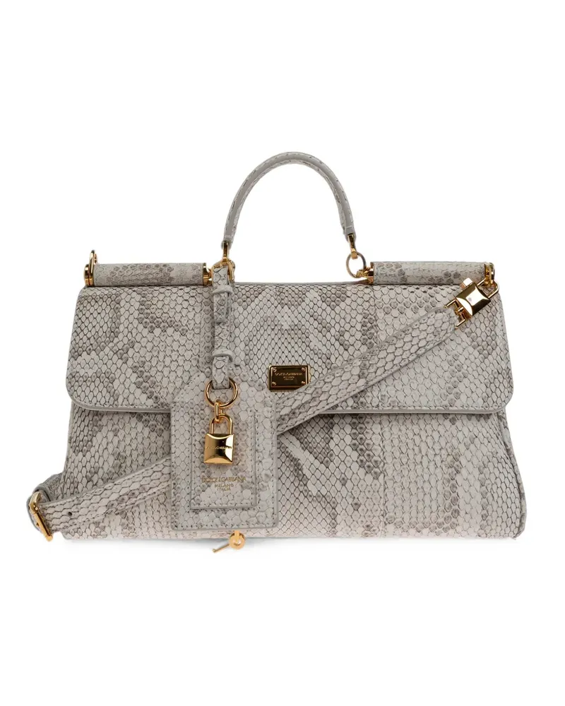 Dolce & Gabbana Mittelgroße My Sicily Handtasche aus Pythonleder - Nude Nude