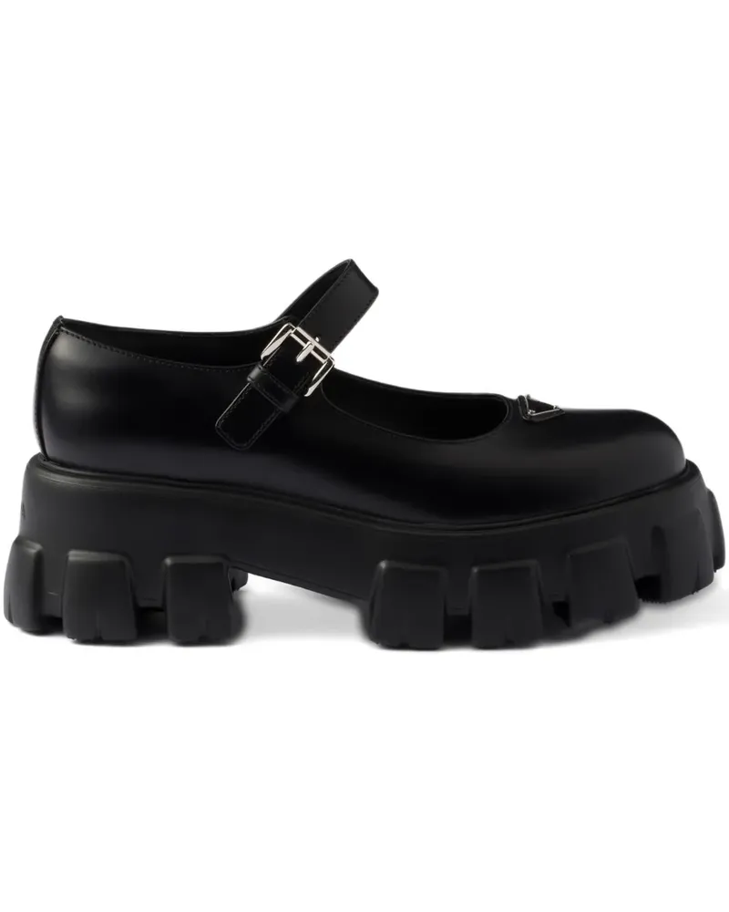 Prada Flache Pumps mit Logo-Detail - Schwarz Schwarz