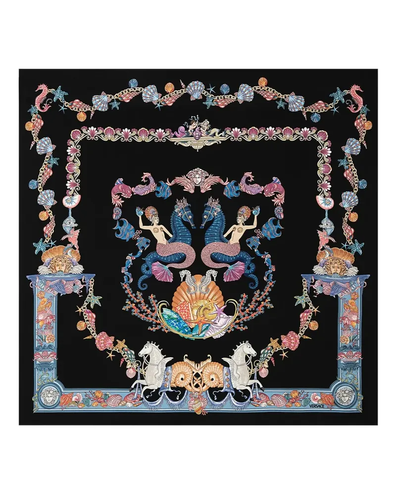 Versace Coral Theater Seidenschal - Schwarz Schwarz