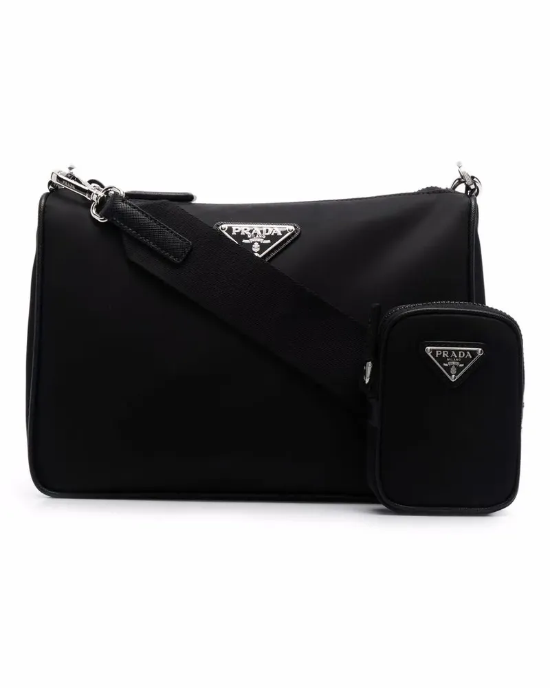 Prada Schultertasche mit abnehmbarer Tasche - Schwarz Schwarz